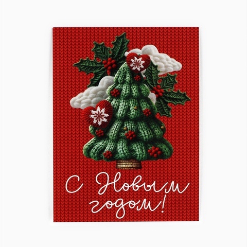 Мини-открытка, «С Новым годом!», 6*8 см, 5 шт.