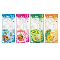 
          Набор чертежный Yalong, 15 см, пластиковый, 4 предмета, "Фрукты на отдыхе", пакет-пенал ПВХ с европодвесом