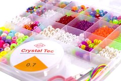 
          Набор для создания украшений-бусины и бисер Alingar, 170х165х18мм,"Pearl ball", 9 вид.бус, бисер, 1х7м леска, 1х1м нить, нож,пластик.пенал с европод