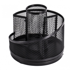 
          Подставка-органайзер д/канцтоваров, Alingar, металлическая, 14,2*14*13,6 см, 4 отделения, черная, вращается