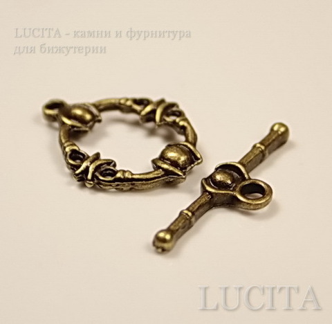 Замок - тоггл из 2х частей "Восток" 21х15 мм, 25 мм (цвет - античная бронза)