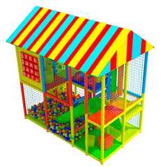 Детский игровой лабиринт с крышей «Мир прыжков и улыбок» 4,43×2,46×3,2 м