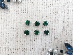 Стразы пришивные стекло в оправе, d 6 мм, зелёный