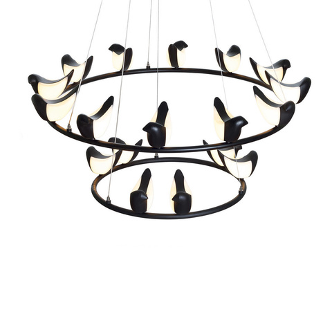 Люстра Creative Bird Chandelier Black 12+6R