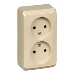 Schneider Electric ЭТЮД Крем Розетка 2-местная открытая установка без заземляющих контактов PA16-005K