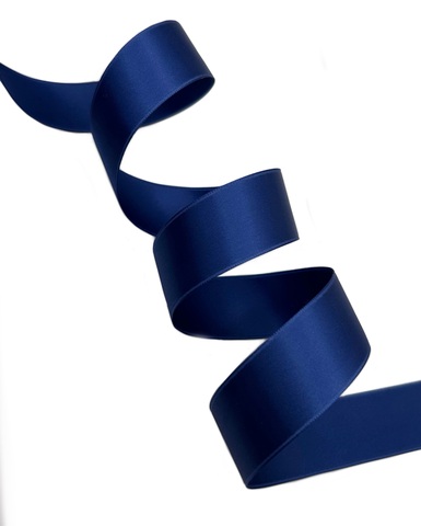 Атласная двусторонняя лента, цвет: кобальт синий, ширина: 25мм