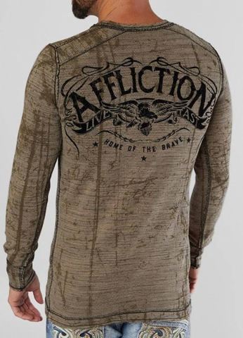 Affliction | Пуловер мужской двусторонний Brave Thermal A21805 спина