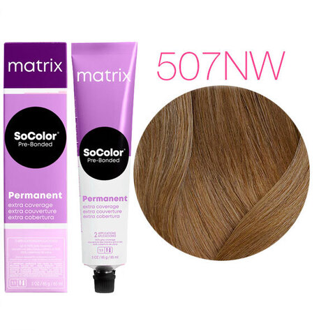 Matrix Socolor Pre-Bonded 507NW (Блондин теплый натуральный) - Крем-краска для седых волос