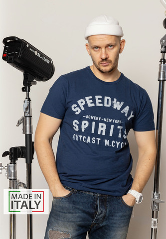 Футболка Bowery NYC "Speedway Spirits" Slub Navy