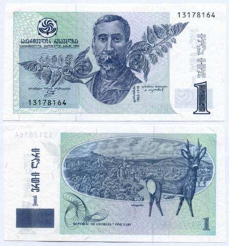 Банкнота Грузия 1 лари 1995 год. UNC