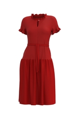 ❀ Гала. Платье из красного льна под пояс PL-421140-01