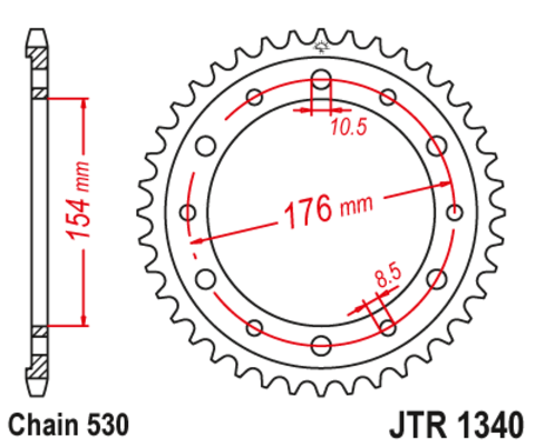 10801-44 звезда задняя (ведомая) стальная , 530, AFAM (JTR1340.44)