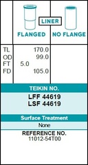 Гильза блока цилиндров TEIKIN LSF44619 (4шт/упак) не хонингованная
