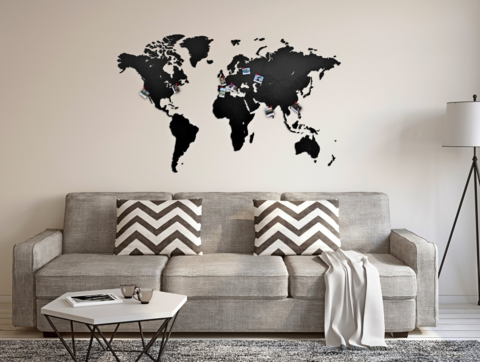 Карта мира Wall Decoration Black 130 x 78 cm