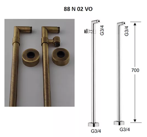 REMER 88N02VO Уголок для смесителя монтажный на пол h80см 3/4*3/4