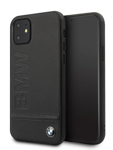 Чехол BMW для iPhone 11 / логотип монограмма кожа черный