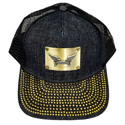 Robin&#39;s Jean | Бейсболка мужская DENIM CAP IN INDIGO WITH BRASS STUDS CAP1028-B119 перед