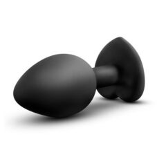 Черная анальная втулка с прозрачным кристаллом в виде сердечка Bling Plug Small - 7,6 см. - 