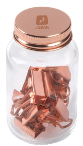 Скрепки для документов в стеклянной банке COPPER CLAMP Jusan