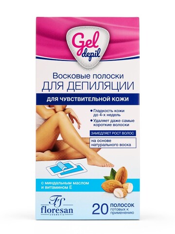 Floresan GEL DEPIL Восковые полоски для депиляции чувствительной кожи 20шт