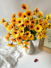 Подсолнухи декоративные мини, искусственные цветы, 22 цветка, букет 33 см, набор 3 букета.