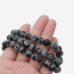 Снежный обсидиан натуральный, категория A, бусины в форме шара 8,5мм