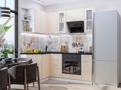 Угловая модульная кухня Валерия-М-04 Бежевый металлик - Белый 2140*1300/1900*600