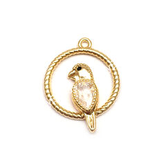 Подвеска с фианитами "Попугай" 20х15 мм, позолота