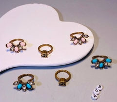 Сет из трех колец РОМАШКА style by GUCCI с цветными вставками (цвет бронза)