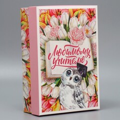 Коробка одиночная Прямоугольник, 20*30*9 см, «Любимому учителю», 1 шт.