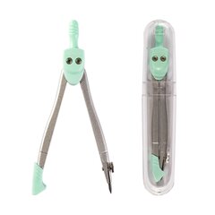 
          Циркуль Alingar, металлический, 82 мм, с грифелем, пластик. футляр, картонный стенд, бирюзовый