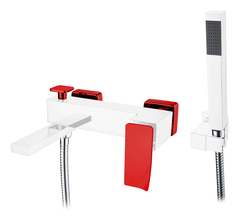 Boheme Q 143-CRR.2 Смеситель для ванны с душем, цвет: хром,красный фото