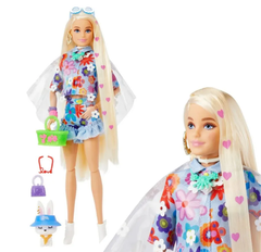 Кукла Barbie Extra шарнирная в одежде с цветочным принтом