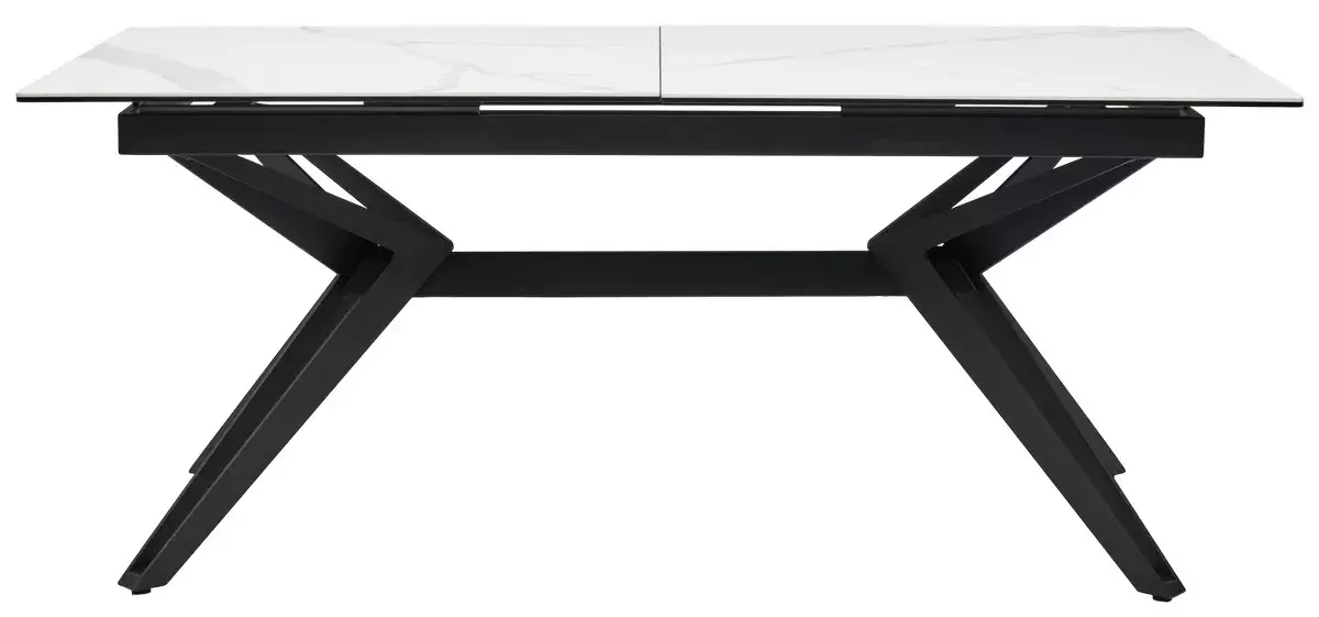 Стол URBINO 180 MATTE STATUARIO Белый мрамор матовый, керамика/ черный каркас, DISAUR