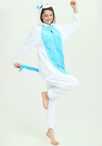 Пижама кигуруми Единорог белый с голубым
