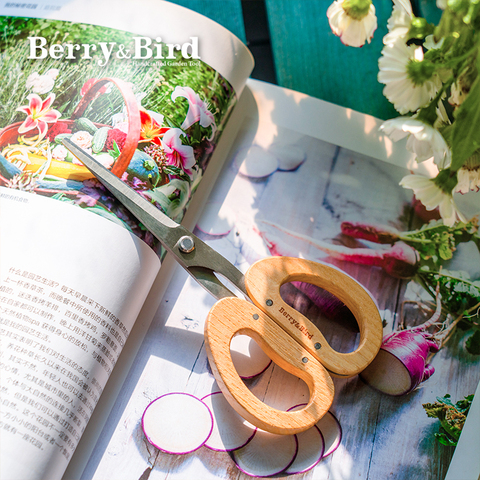 Ножницы для цветов садовые c деревянной ручкой Berry&Bird