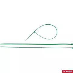 ЗУБР КС-З1, 4.8 x 400 мм, нейлон РА66, 100 шт, зеленые, кабельные стяжки,Профессионал(309060-48-400)