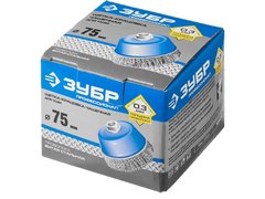 ЗУБР 75 мм, витая, стальная проволока 0.3 мм, чашечная щетка-крацовка для УШМ, Профессионал (35261-075)