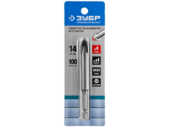 ЗУБР 14 мм, 4х кромка, HEX 1/4, Сверло по стеклу и кафелю, Профессионал (29845-14)