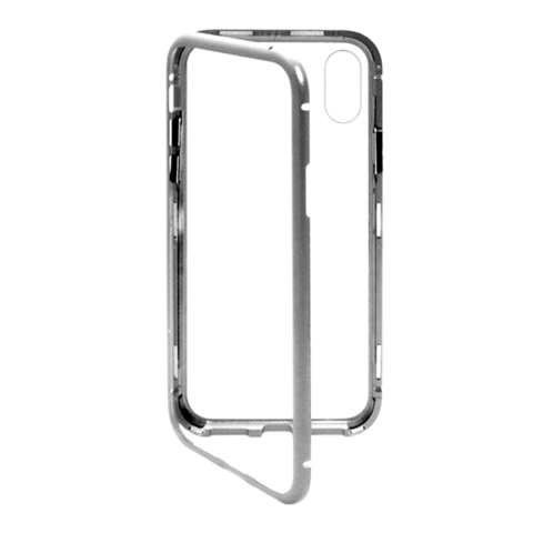Чехол противоударный магнитный 360 для iPhone Xs Max (Серебро)