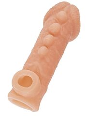 Телесная закрытая насадка с шишечками Cock Sleeve Size L - 17,6 см. - 