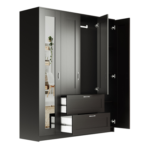 Шкаф комбинированный с зеркалом 4 двери 2 ящика Сириус