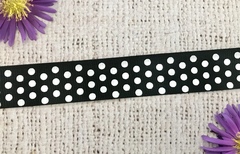 Лента репсовая в горошек, ш. 1,5 см, чёрный