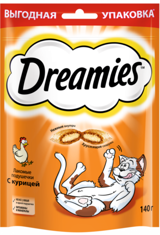 DREAMIES с курицей, для кошек, лакомство (140 г)