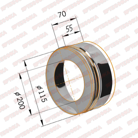 Заглушка с отверстием d115х200мм (430/0,5мм) Ferrum в интернет-магазине ЯрТехника