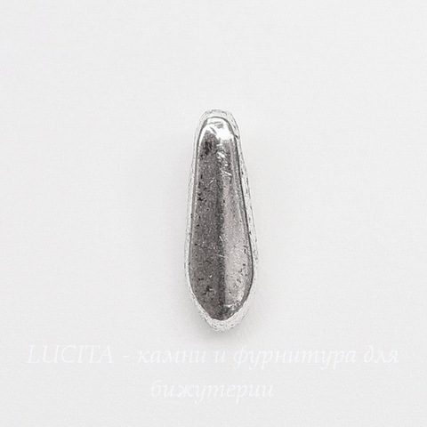 Подвеска " листик" (цвет -  античное серебро) 10х3 мм, 10 штук