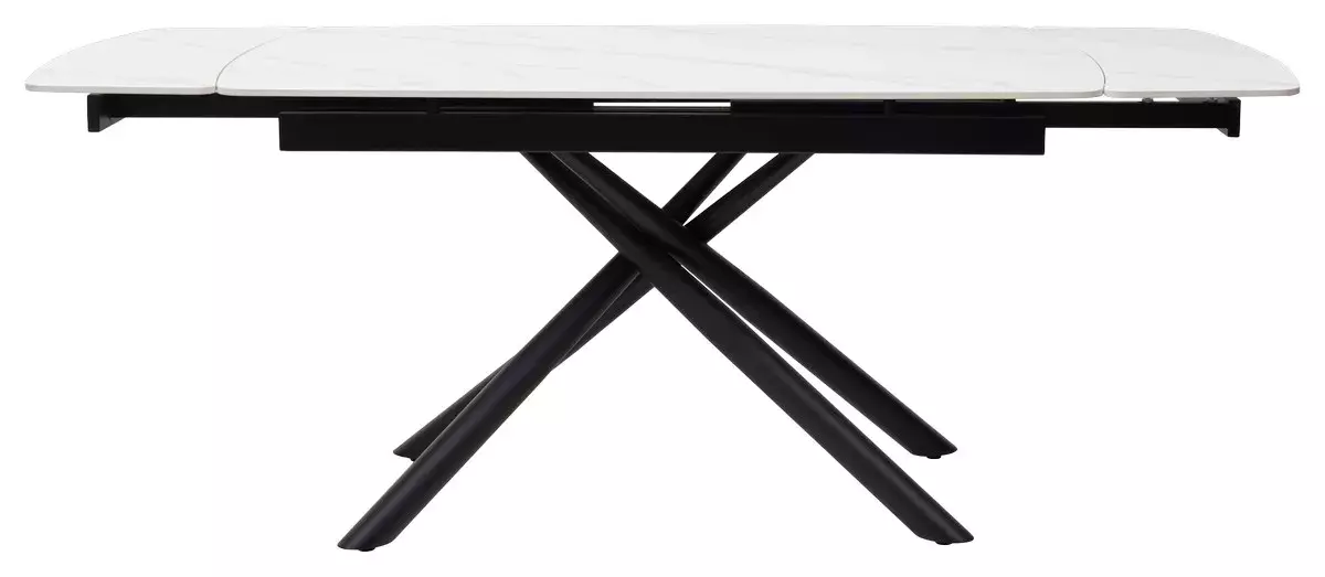 Стол RIVOLI 140 MATT WHITE MARBLE SOLID CERAMIC / BLACK, DISAUR