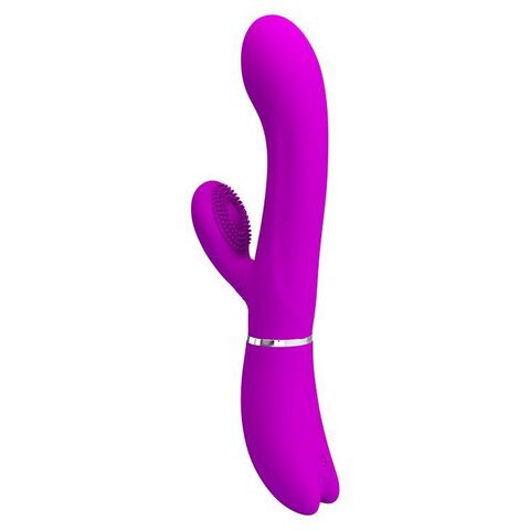 Лиловый вибратор-кролик с подвижной клиторальной щеточкой Clitoris Vibrator - 20,8 см. - Baile Pretty Love BI-014938