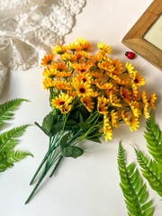 Подсолнухи декоративные мини, искусственные цветы, 22 цветка, букет 33 см, набор 3 букета.