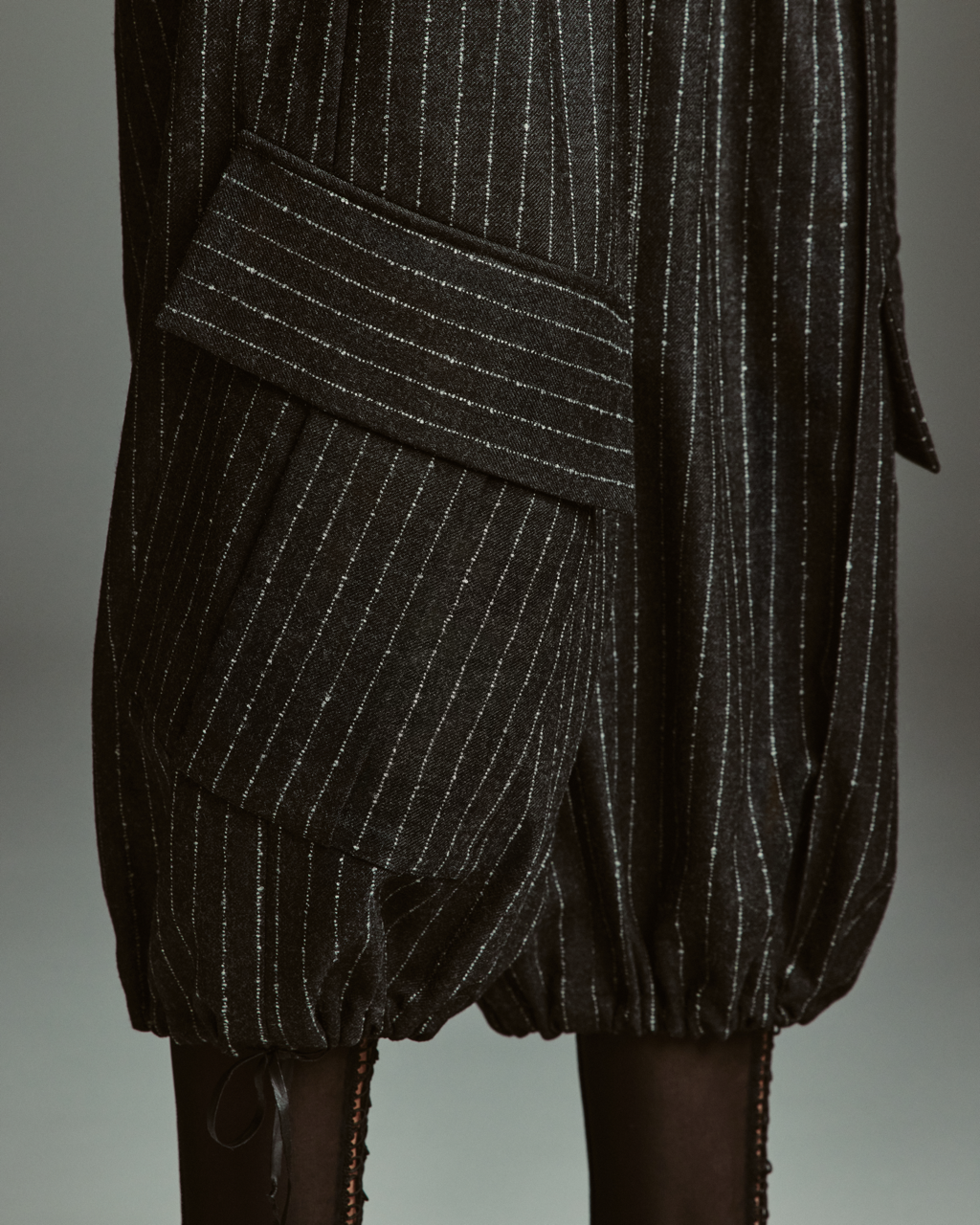 Бриджи из шерти в полоску М, Серые